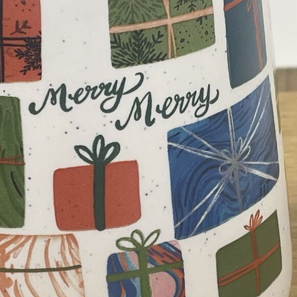 Etta Vee Jessica Raulet Merry Christmas Holiday Presents Gifts Red Inside Mug - Picture 2 of 9